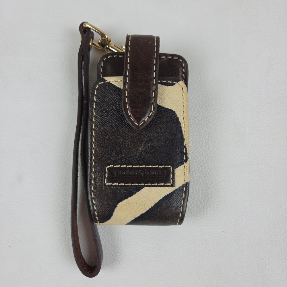 Dooney & Bourke Vintage Y2K Zebra Print Leather iPod Flip Phone Case Safari